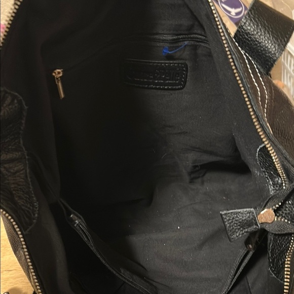 CUORE & PELLE Shoulder Bag Handbag Satchel Large Zip Top Blk Pebble Leather EUC - Picture 9 of 13